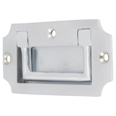 Military Chest Flush Cabinet Pull Handle - 89 x 45mm - Satin Chrome