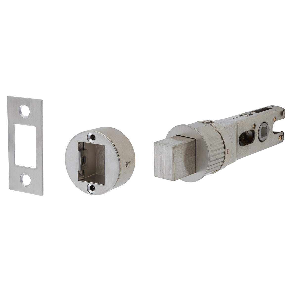 Quick Latch Bolt Through Tubular Bathroom Deadbolt - 71mm Case - 57mm Backset - Round - Sat Nickel