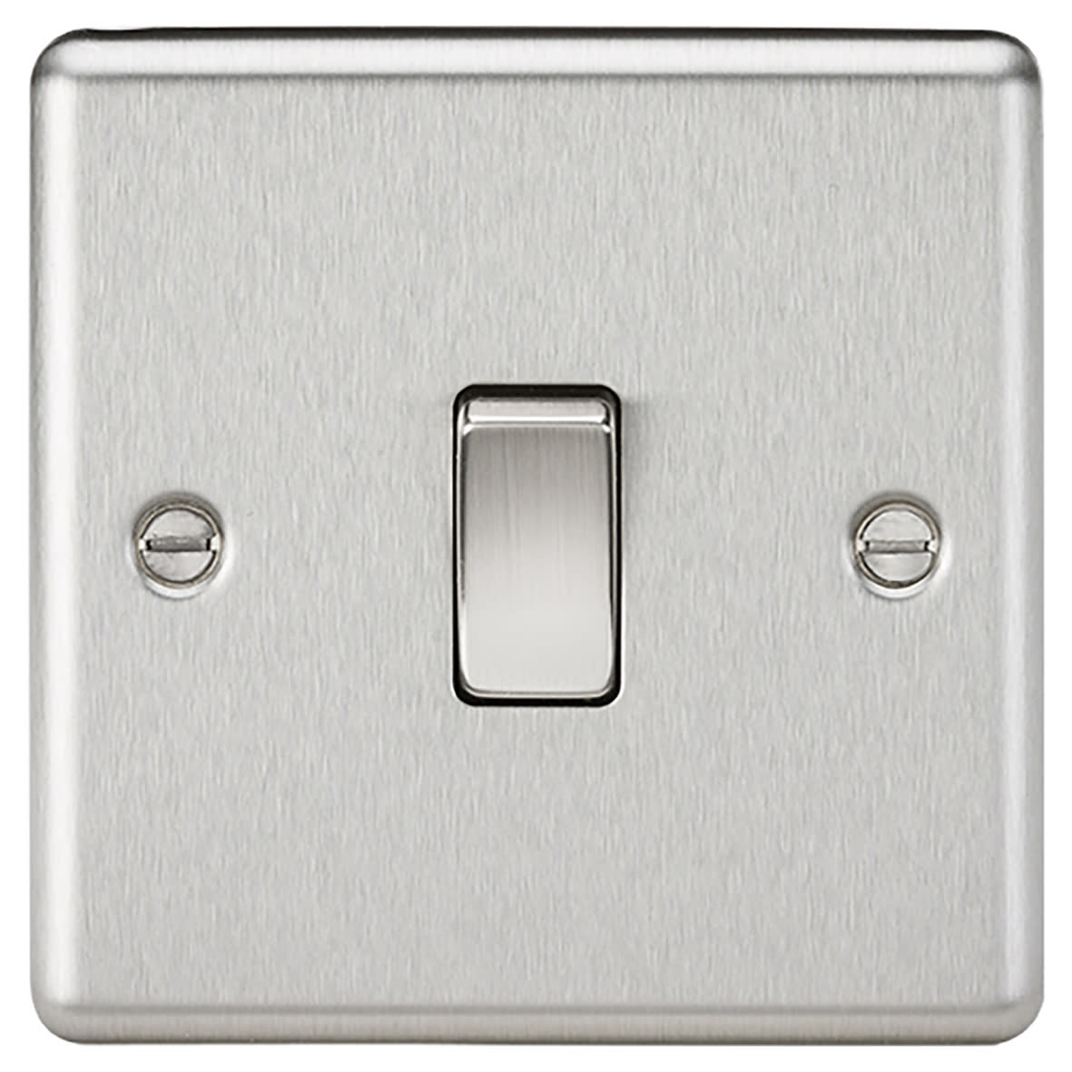 10AX 1 Gang Round Edge Intermediate Light Switch - Brushed Chrome