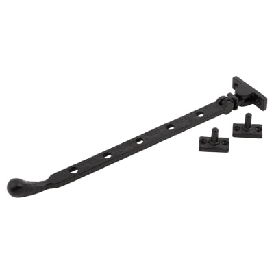 Bulb End Casement Window Stay - 12"/300mm Length - Antique Black Iron