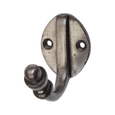 Single Robe Hook - 58 x 38mm - Pewter