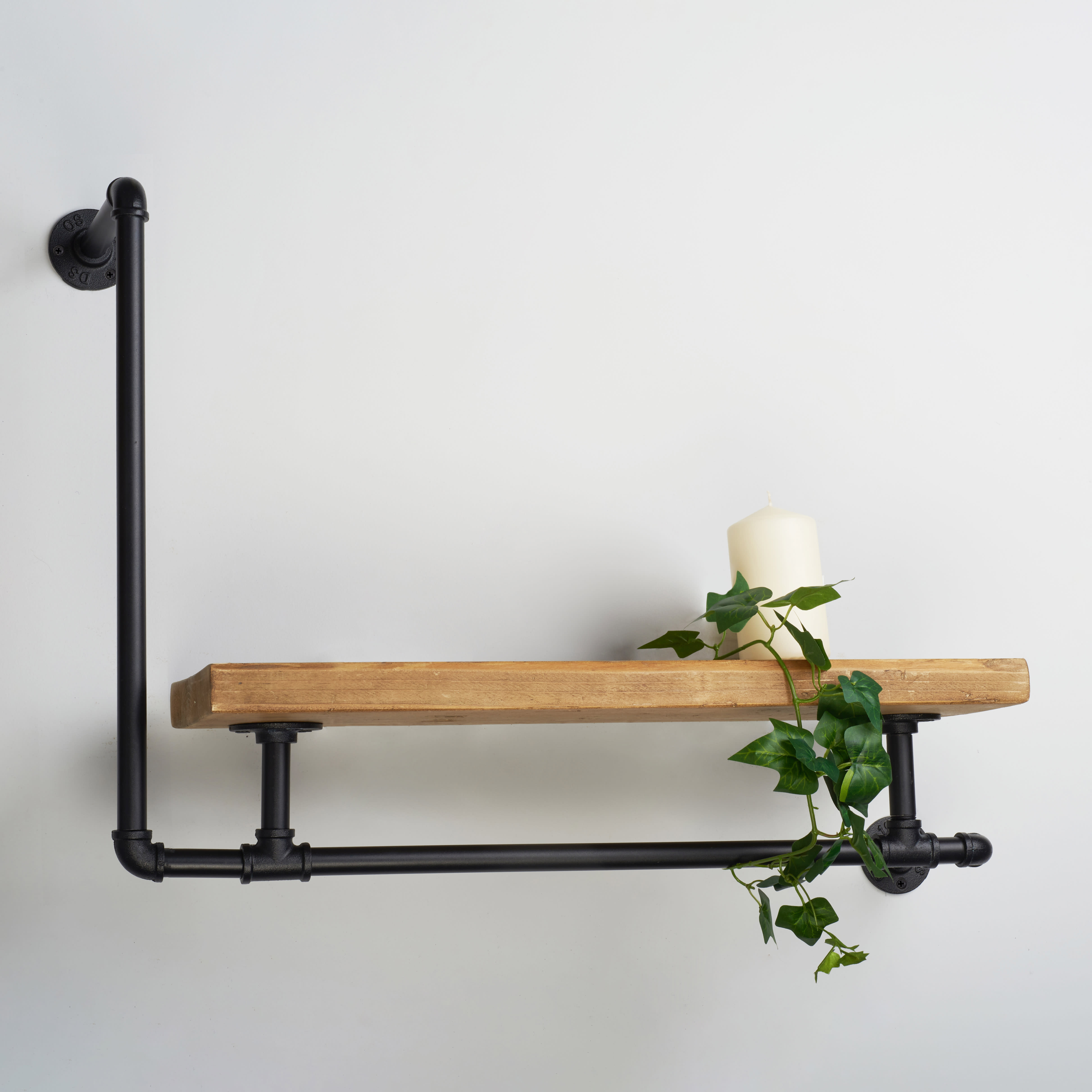 1/2" L Shaped Pipe Shelf Kit - Black