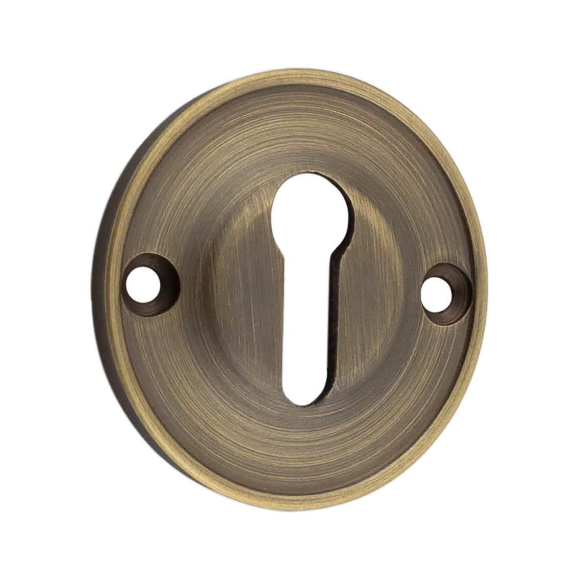 Escutcheon - 40mm Diameter - Keyhole - Antique Brass