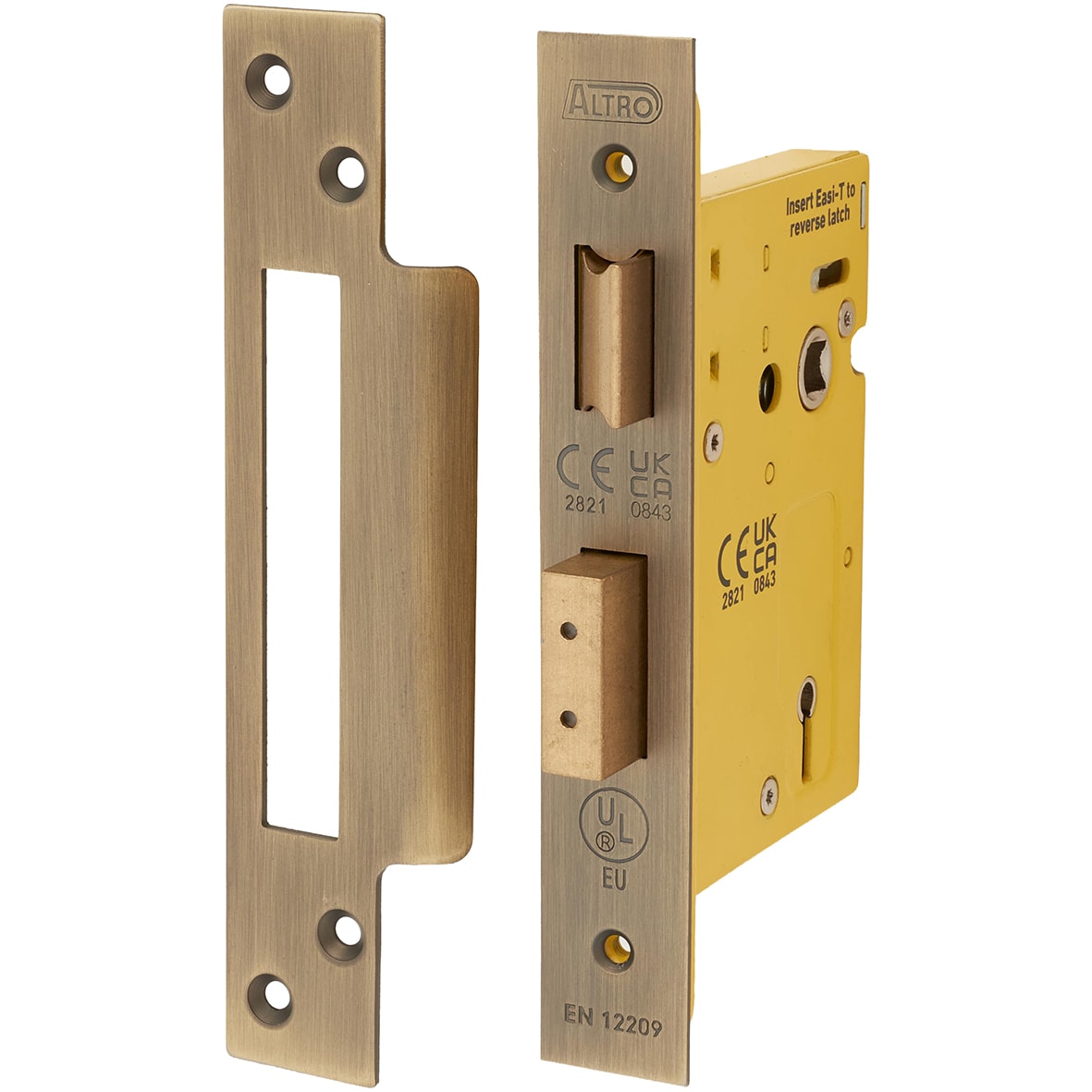 Architectural Bolt Through 3 Lever Sashlock - 78mm Case - 57mm Backset - Square - Antique Brass