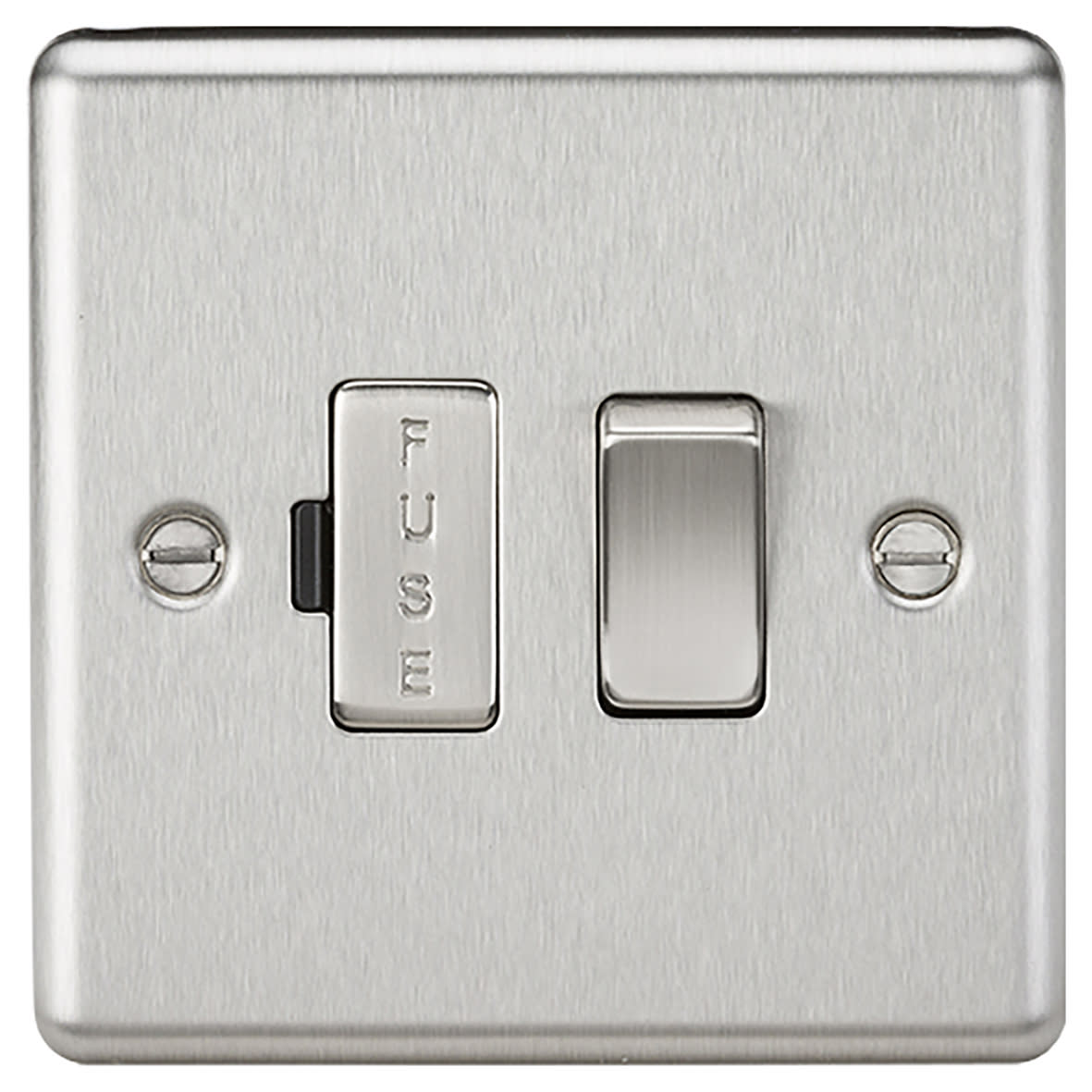 13A 1 Gang Round Edge Switched Fused Spur - Brushed Chrome