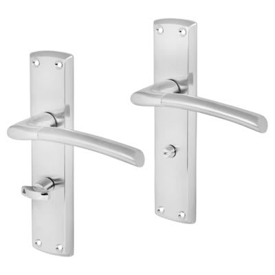 Polished Chrome Bathroom Door Handles - Venice Range - 190 x 45mm