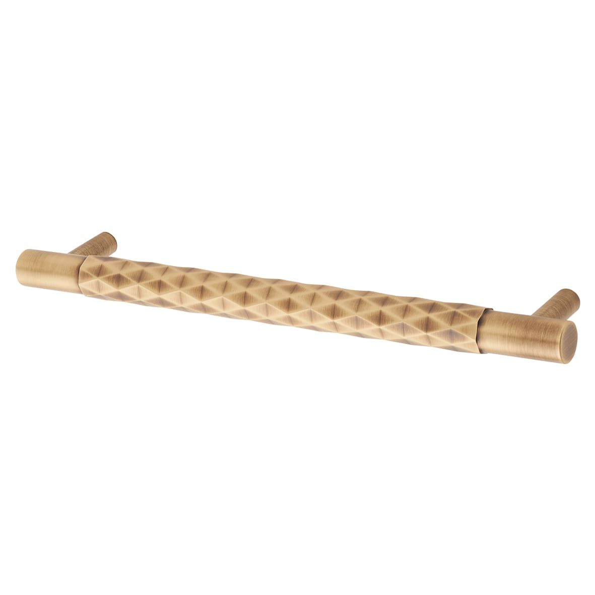 Diamond Cut 14mm T-Bar Cabinet Pull Handle - 160mm Centres - Antique Brass