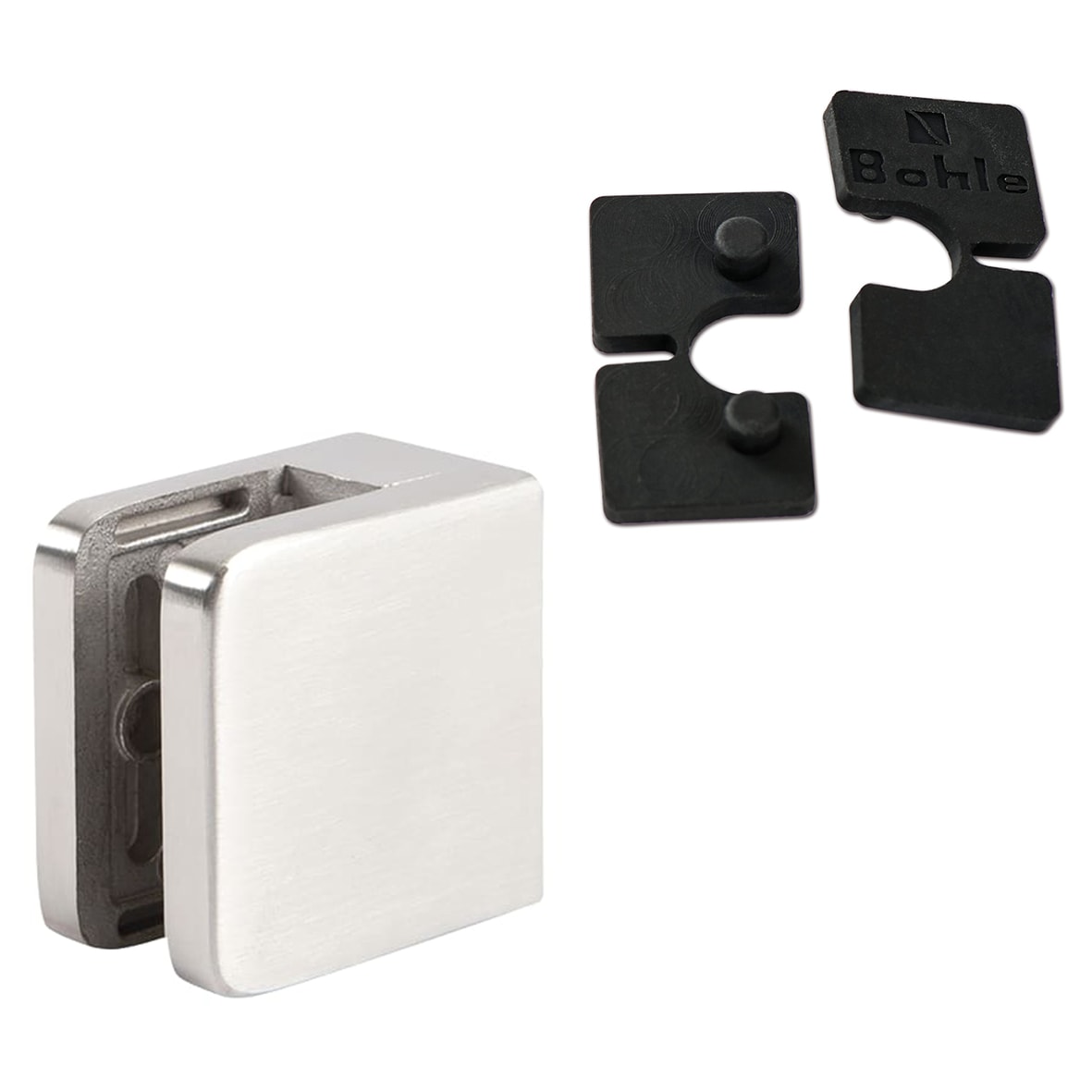 Square Balustrade Clamps & Inserts - 10mm Glass - 45mm x 45mm - 316 Brush Stainless - Pk of 4