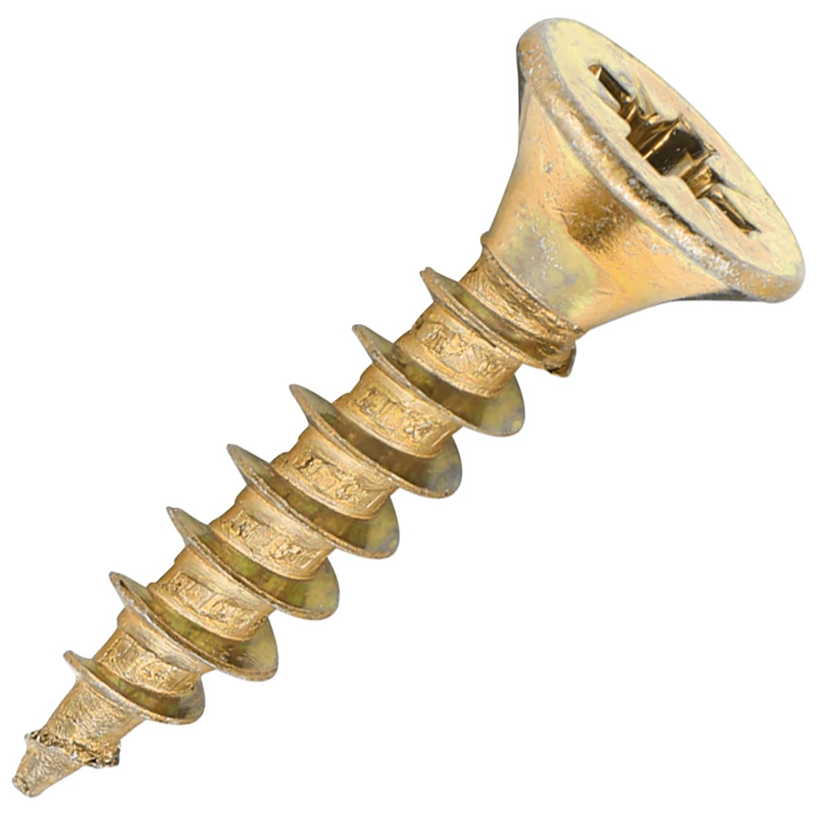 General Purpose Pozi Countersunk Chipboard Wood Screws - 4.0 x 20mm - Yellow Zinc - Pk of 200