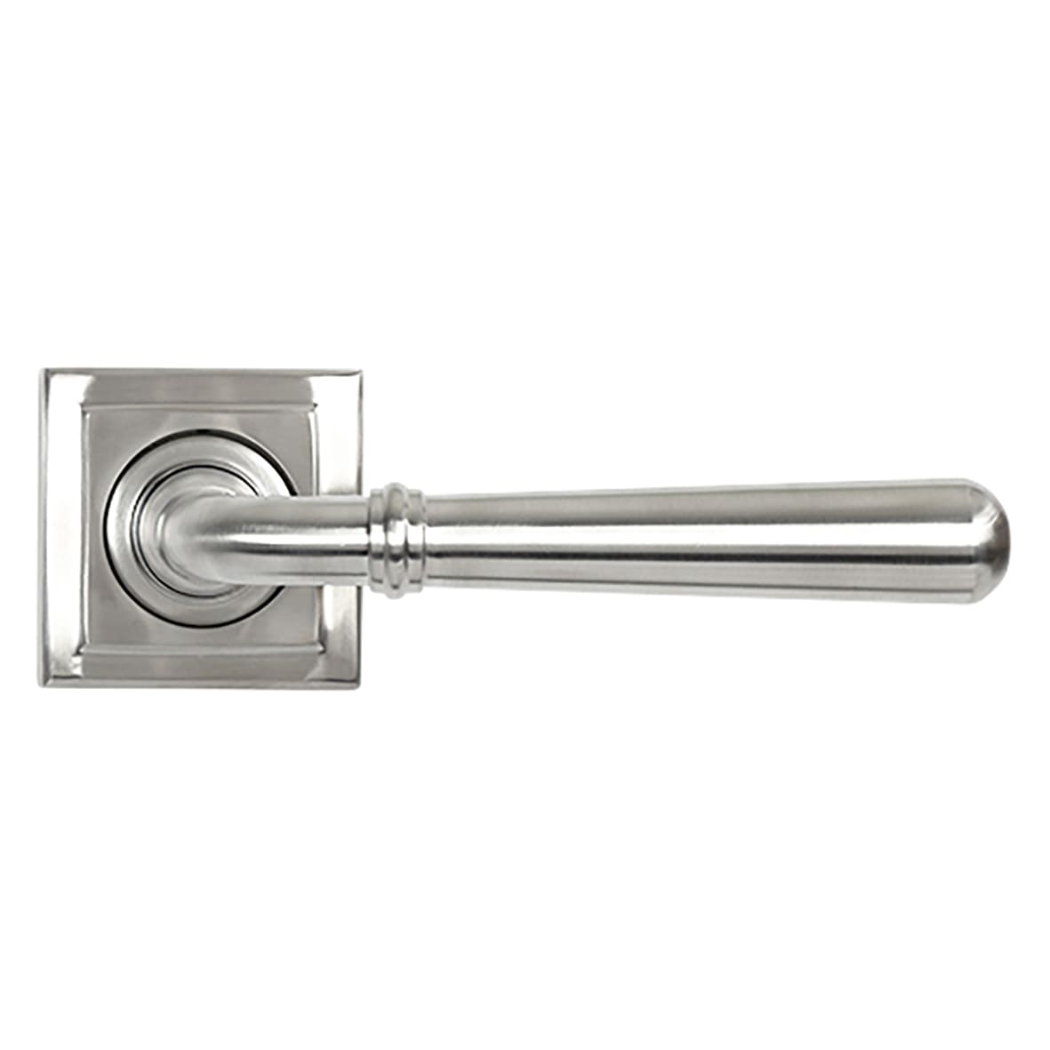 Satin Stainless Steel Door Handles on Square Rose - Newbury Range