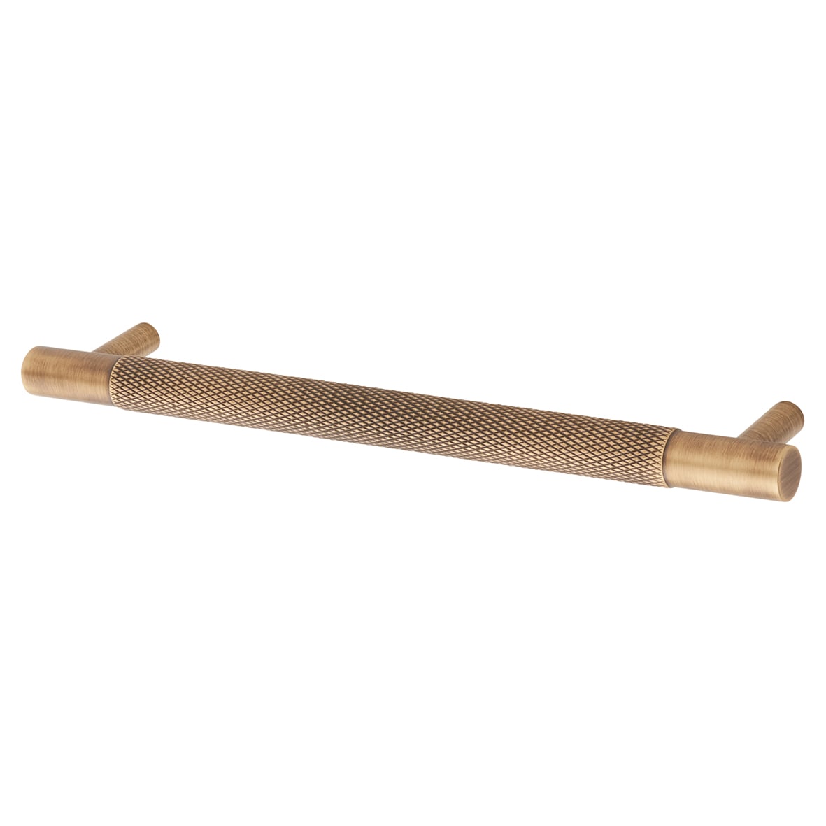 Brunel 13mm Knurled T-Bar Cabinet Pull Handle - 160mm Centres - Antique Brass