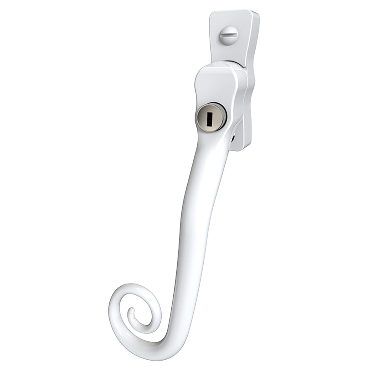 Heritage Monkey Tail Locking Espagnolette Casement Window Handle - Left Hand - White