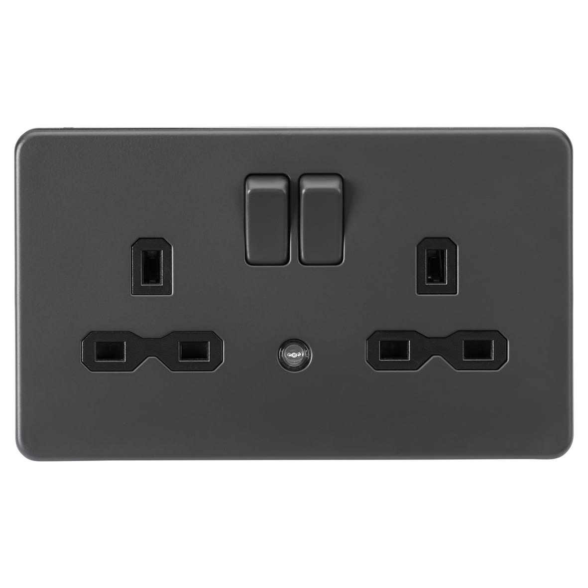 13A 2G DP Switched Socket with Photocell Nightlight Function - Anthracite/Black