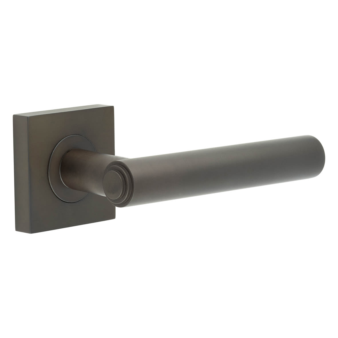 Dark Bronze Fire Rated Door Handles on Square Rose - Richmond Range