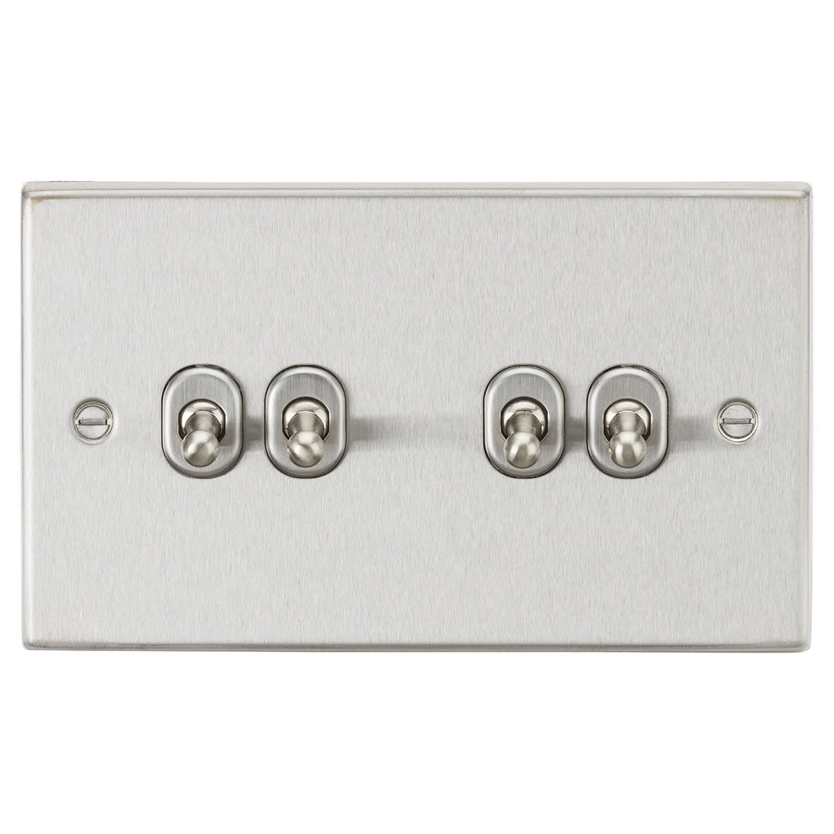 10AX 4 Gang 2 Way Toggle Light Switch - Brushed Chrome