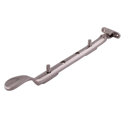 Cast Victorian Casement Window Stay - 10"/250mm Length - Polished Nickel