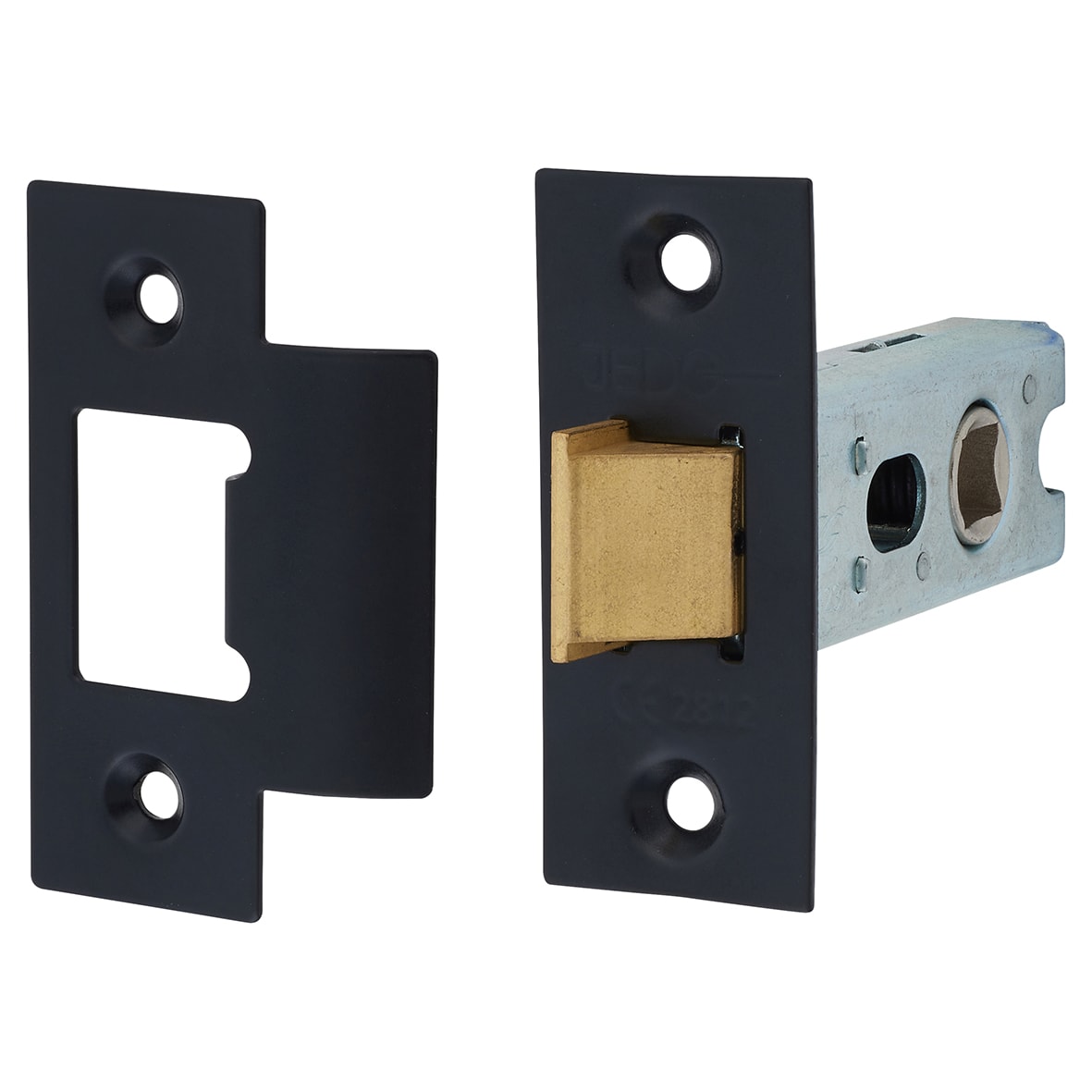 Heavy Duty Bolt Through Tubular Latch - 64mm Case - 44mm Backset - Square - Matt Black