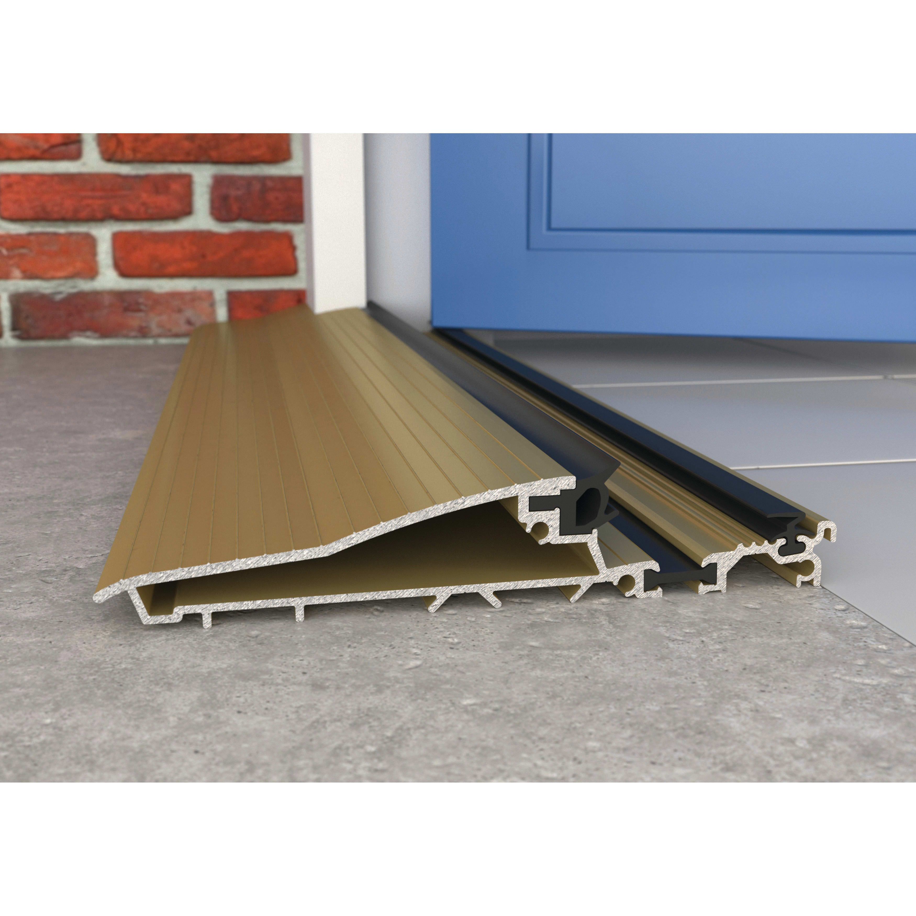 Mobility Threshold with Long Ramp - 2000mm Length - Inward Opening Doors - Gold Anodised