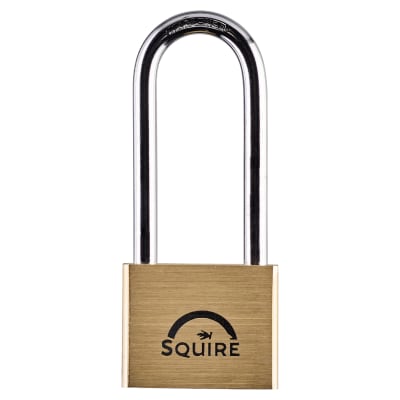 Lion Open Long Shackle Padlock - 50mm Body - 65 x 28mm Shackle - Brass