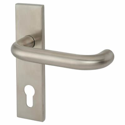 Satin Stainless Steel 19mm Return to Door Euro Lock Door Handles - Square - 72mm c/c