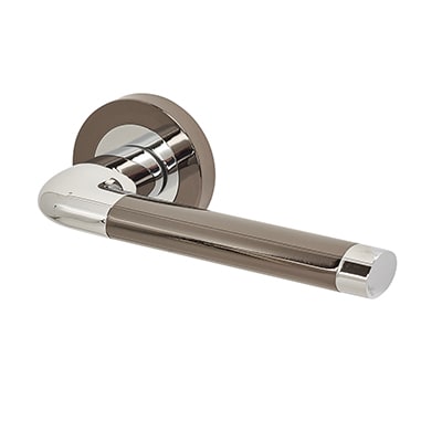Polished Chrome/Black Nickel Door Handles on Round Rose - Argo Range