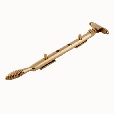 Cast Reeded Casement Window Stay - 10"/250mm Length - Polished Brass