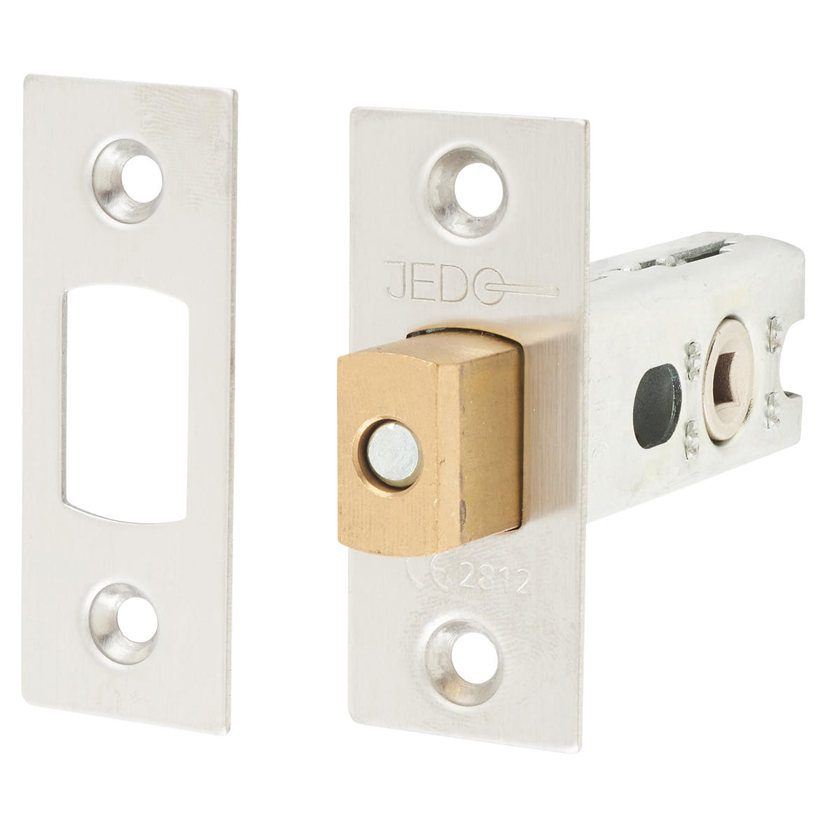 5mm Heavy Duty Bolt Through Tubular Bathroom Deadbolt - 64mm Case - 44mm Backset - Square - Stainless