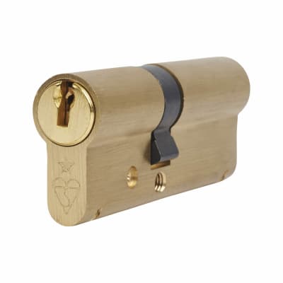 1 Star 6 Pin Kitemarked 80mm Euro Double Cylinder - 35 + 45mm - Polished Brass - Keyed to Differ