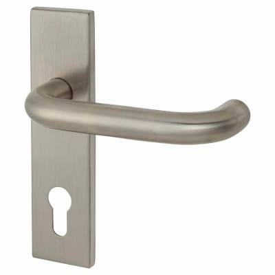 Satin Stainless Steel 19mm Return to Door Euro Lock Door Handles - Square - 72mm c/c