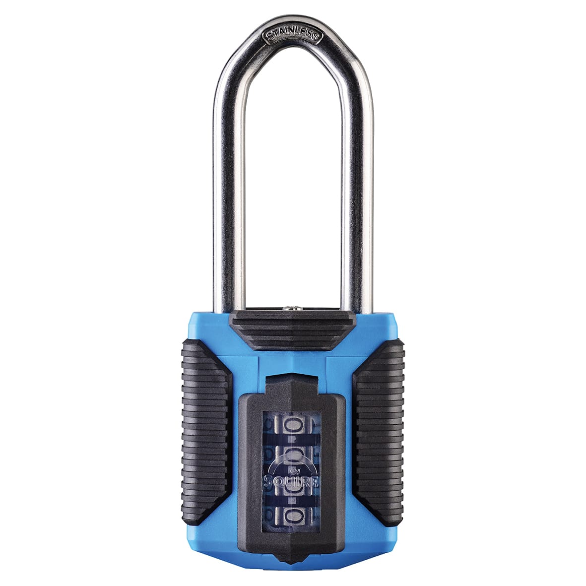 Marine Grade Combination Long Shackle Padlock - 50mm Body - 63 x 22mm Shackle - Blue