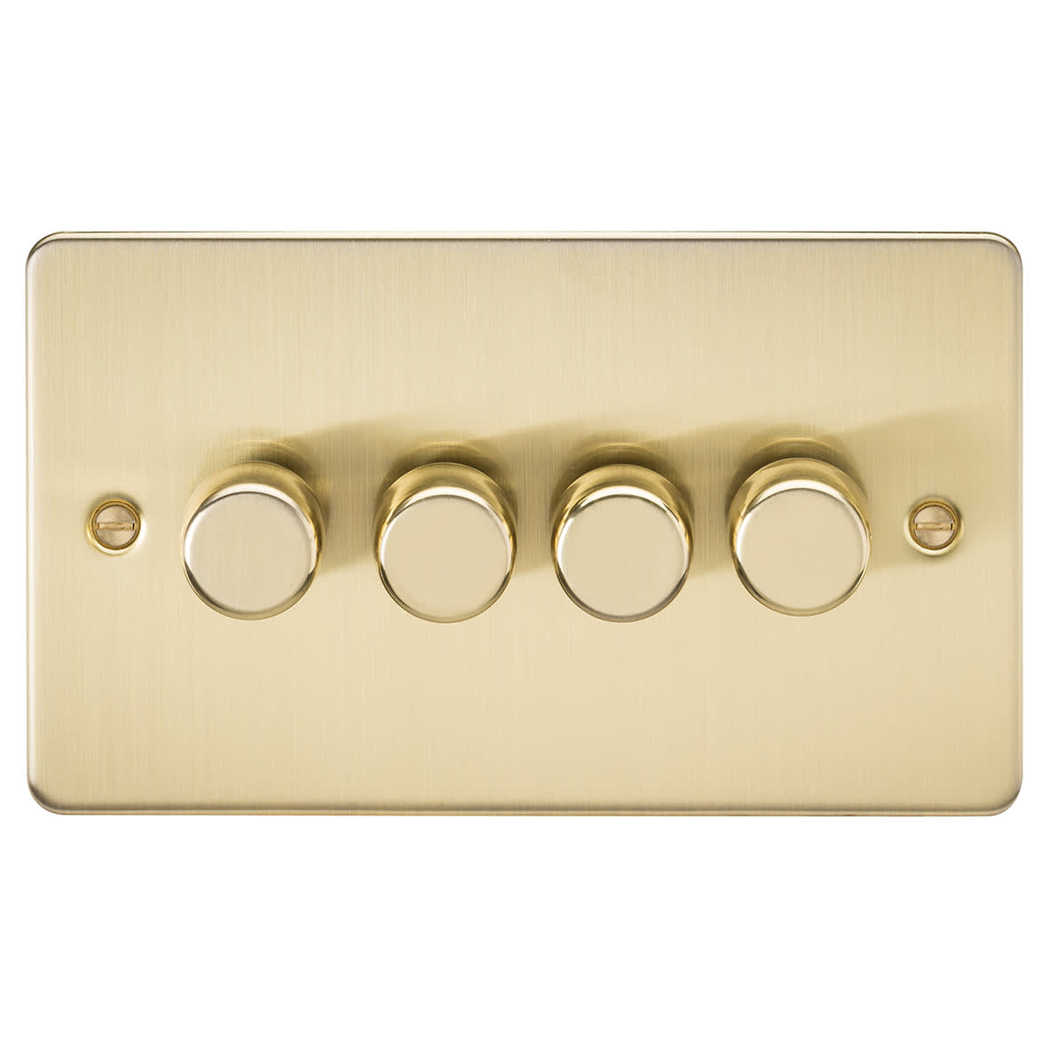 5-150W 4 Gang 2 Way Push On/Off Rotary Flat Intelligent LED Dimmer - Brushed Brass