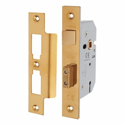 2277 Bolt Through 3 Lever Sashlock - 65mm Case - 44.5mm Backset - Polished Brass
