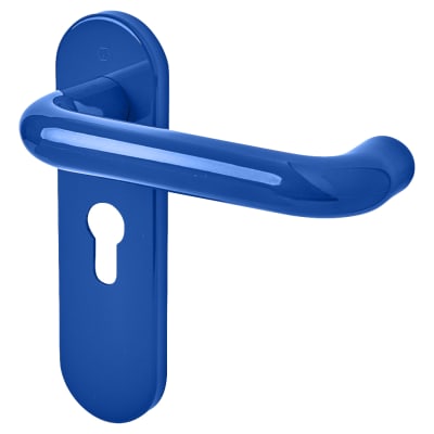 Cobalt Blue Nylon Steel Core Euro Lock Door Handles - 47.6mm c/c - Paris Range