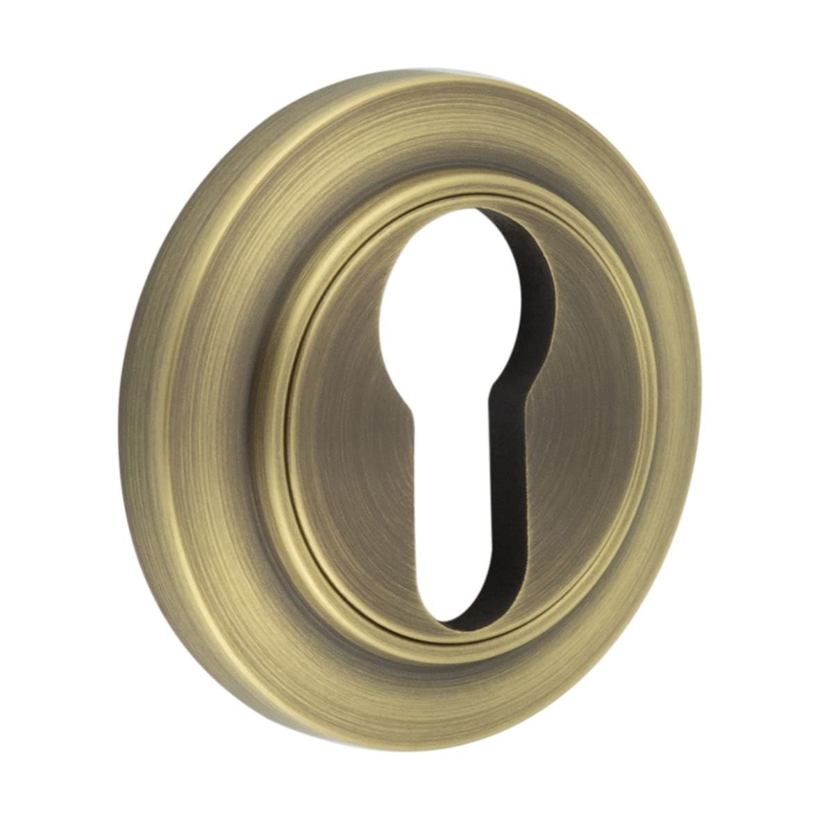 Escutcheon on Chamfered Rose - 53mm Diameter - Euro - Antique Brass