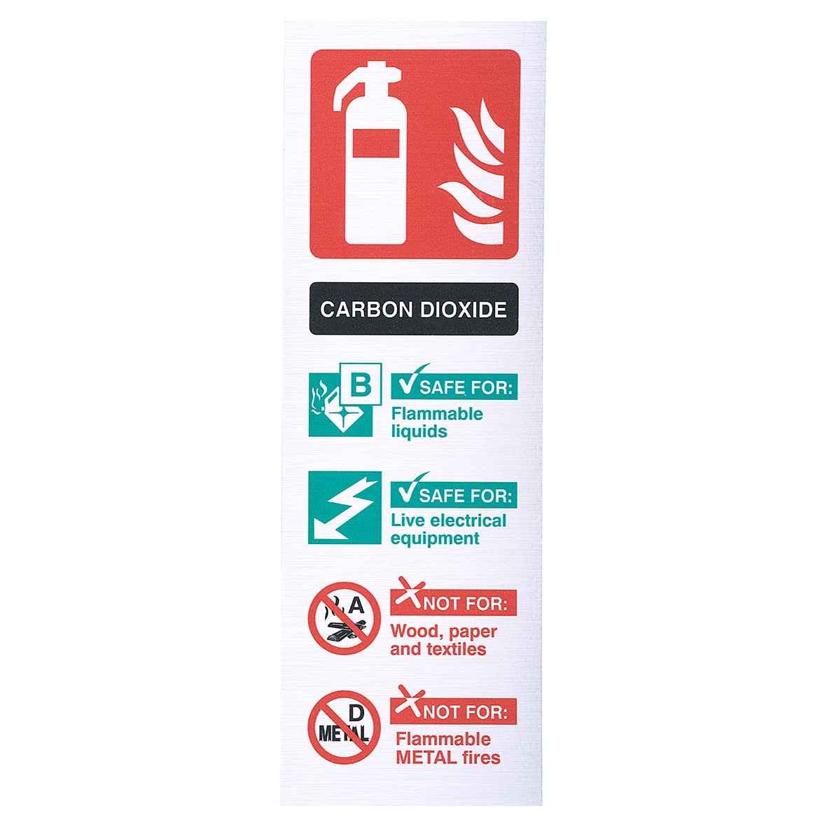 Co2 Extinguisher Sign - 100 x 300mm - Metallic Rigid Plastic