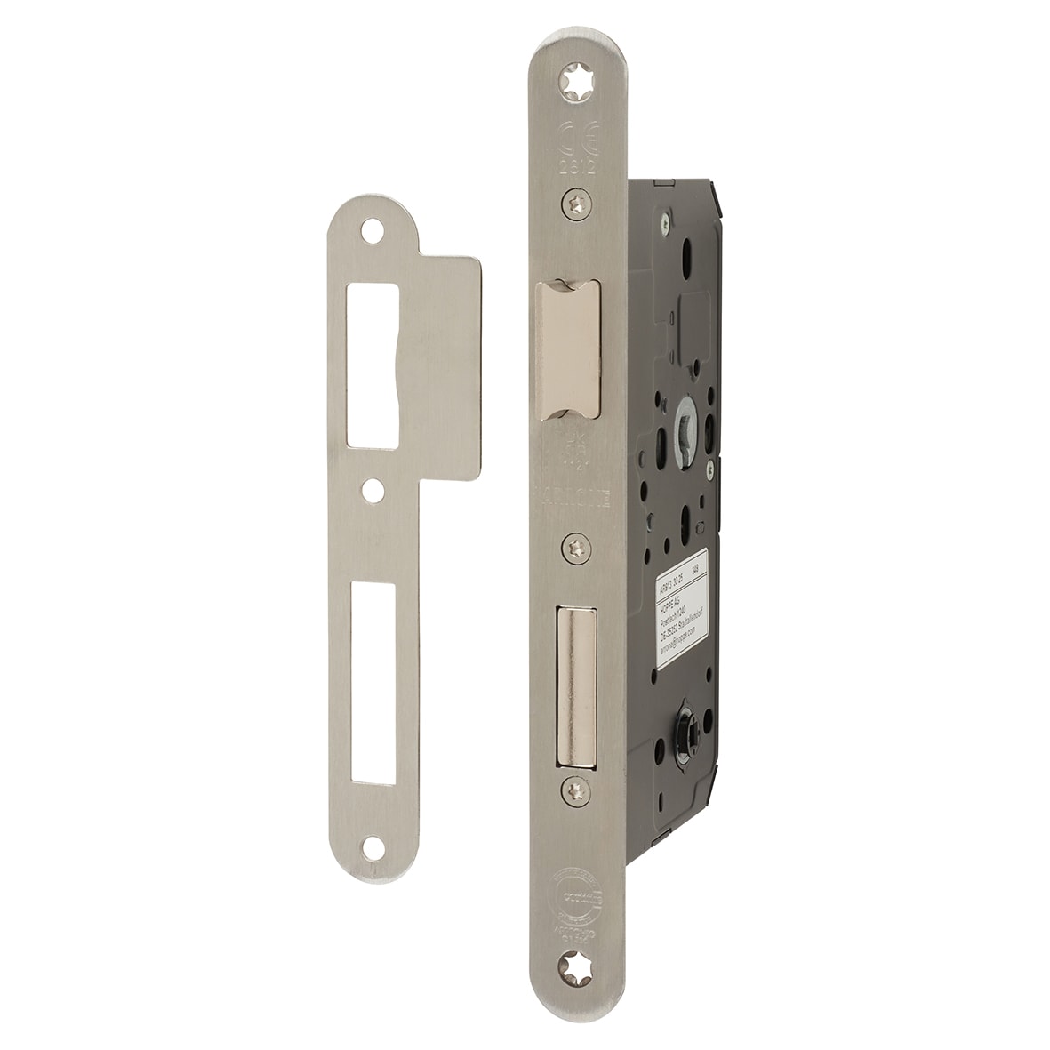 DIN Bathroom Lock - 88mm Case - 60mm Backset - Radius - Satin Stainless Steel