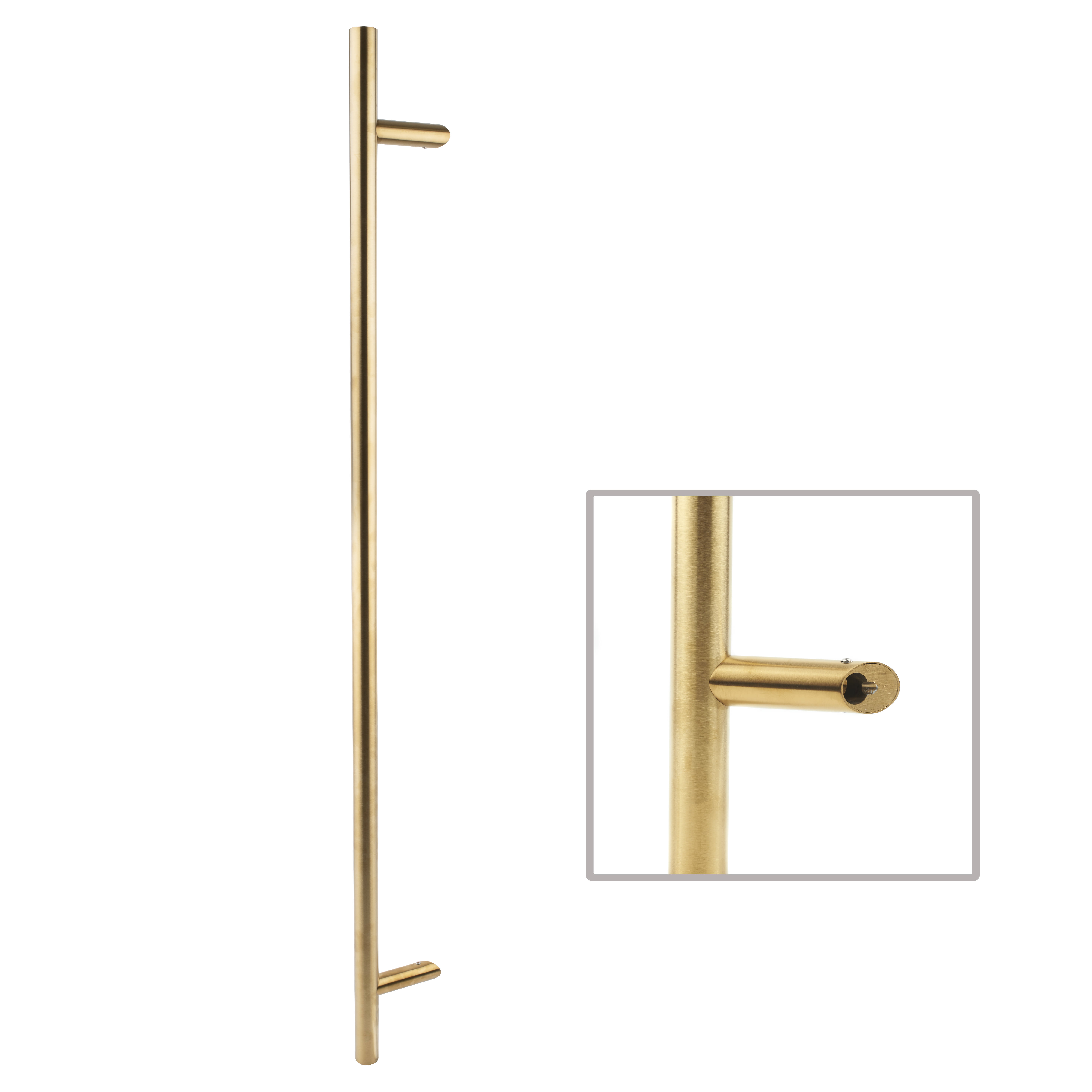 PVD Satin Brass 30mm Guardsman T-Bar Door Pull Handle - Bolt Fix - 1000mm Centres
