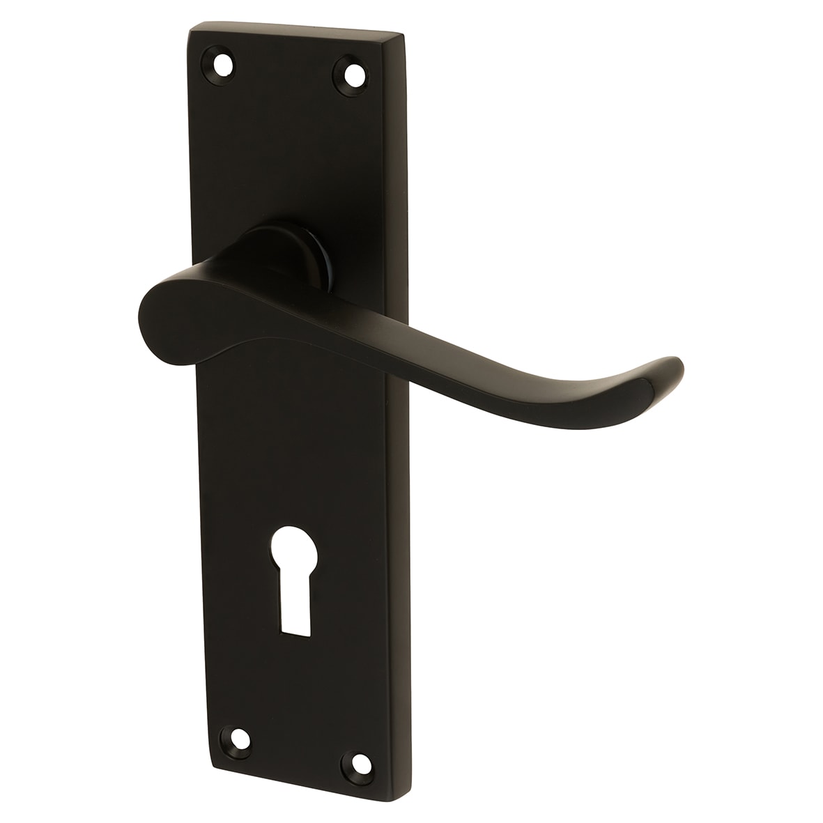 Matt Black Budget Scroll Keyhole Lock Door Handles - Mia Range - 153 x 42mm