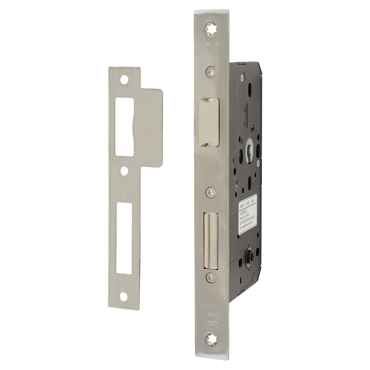DIN Bathroom Lock - 88mm Case - 60mm Backset - Square - Satin Stainless Steel