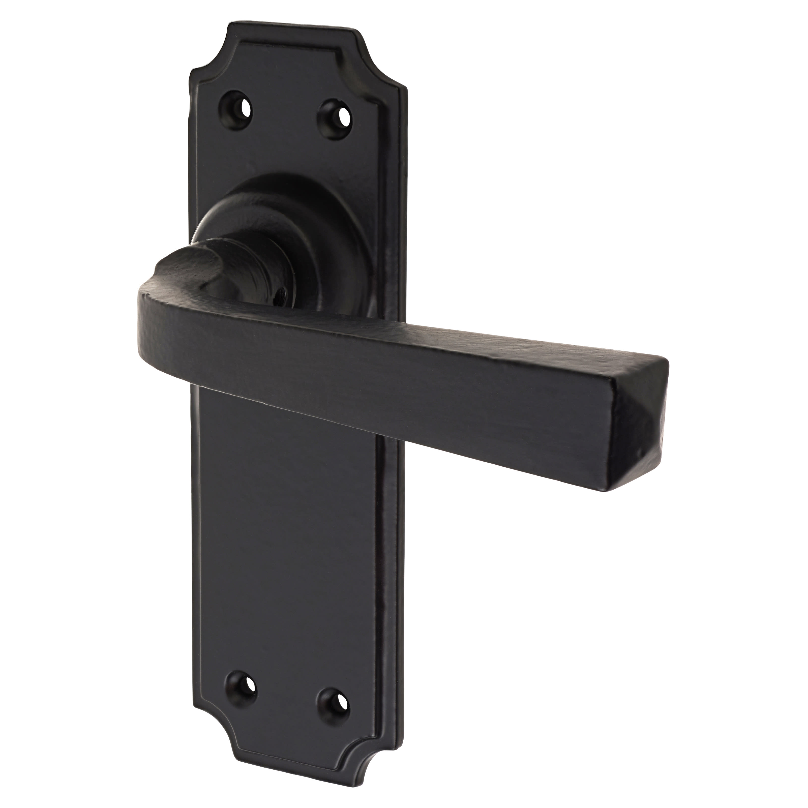 Smooth Black Latch Door Handles - York Range - 152 x 48mm