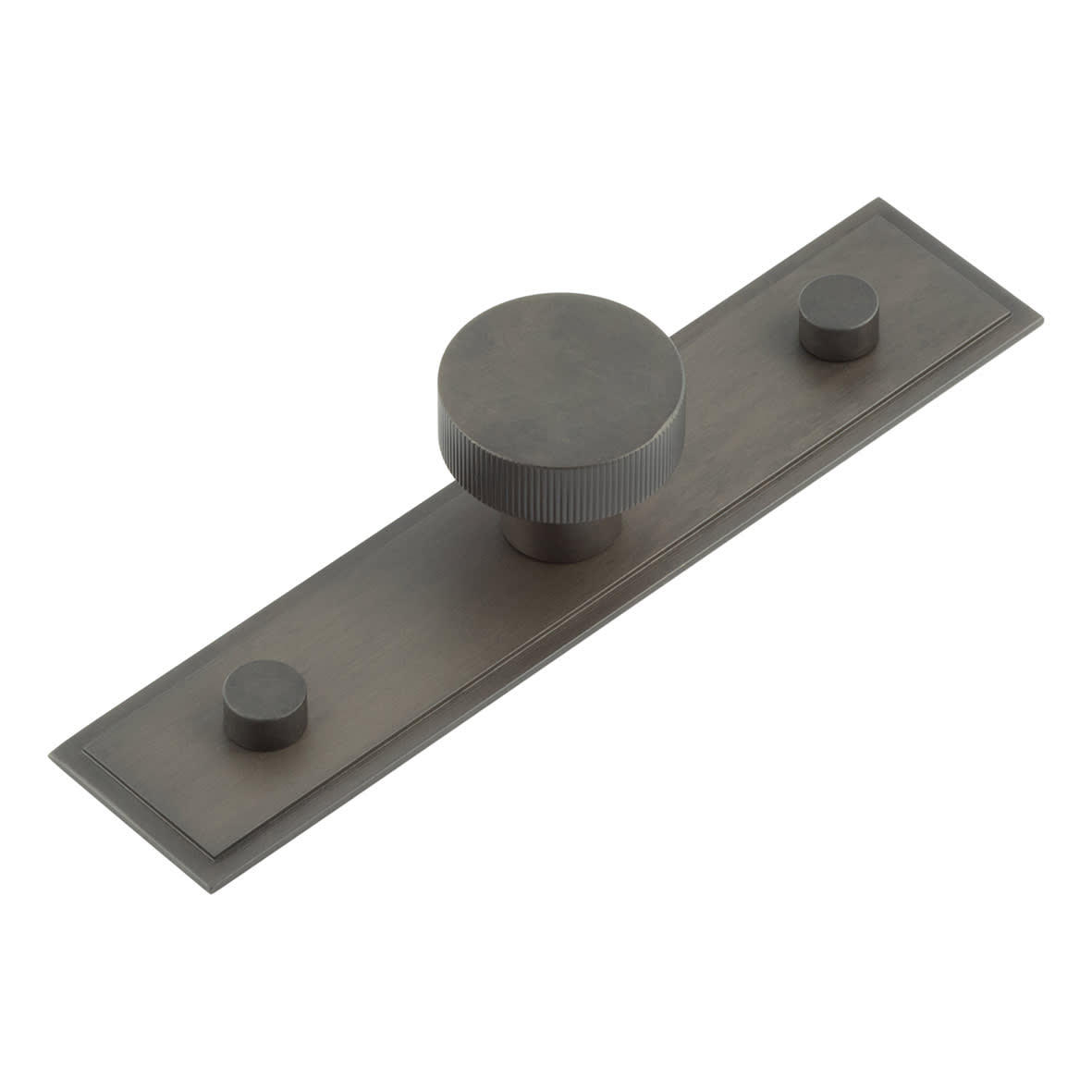 Thaxted Lines Round Cabinet Knob on Stepped Backplate - 30mm Diameter - Dark Bronze 954939P