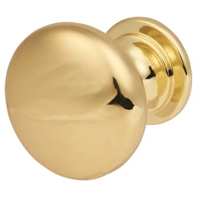 Domed Round Cabinet Knob - 25mm Diameter - Polished Brass