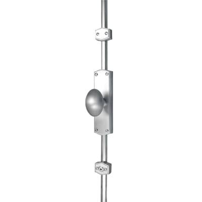 French Style Oval Knob Locking Espagnolette Bolt - 2400 x 38mm - Satin Chrome