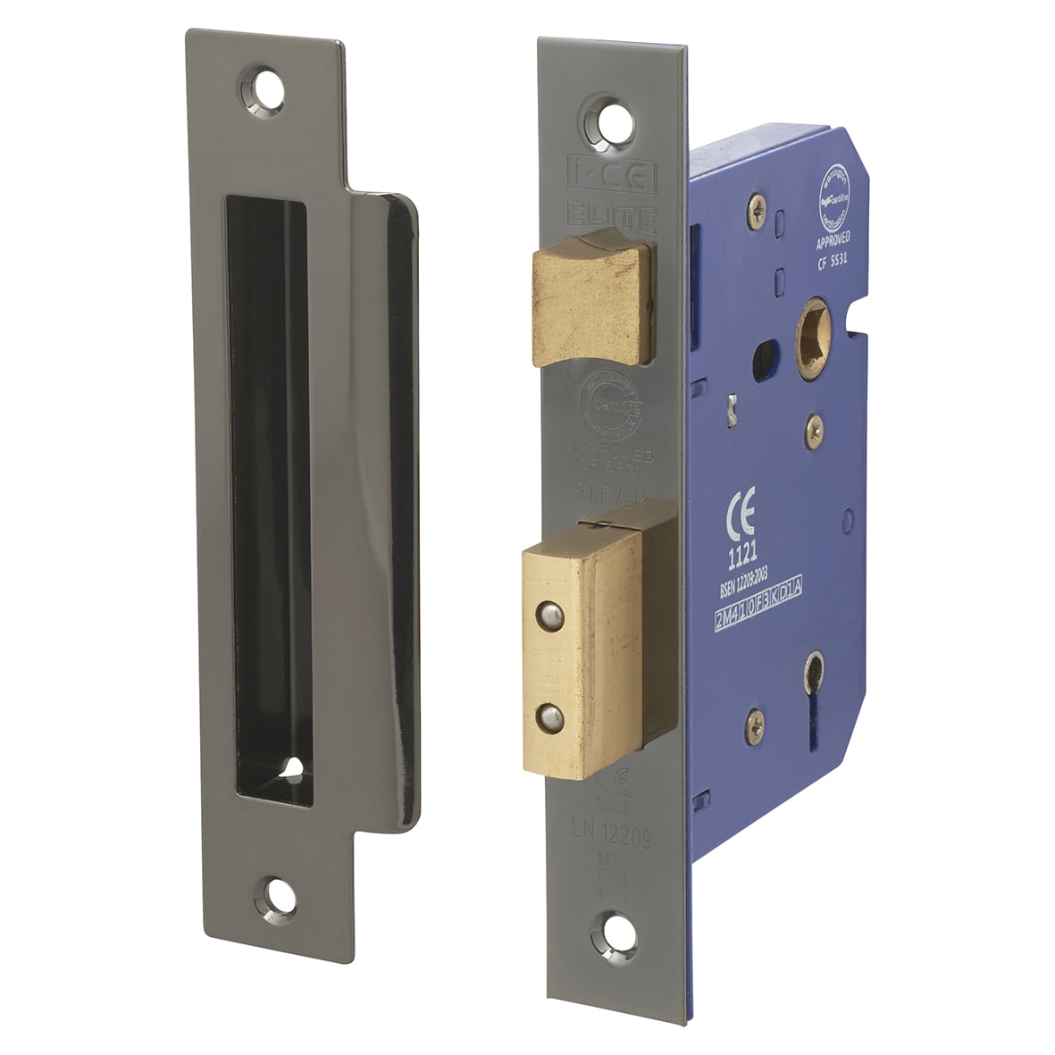 Bolt Through 5 Lever Sashlock - 75mm Case - 57mm Backset - Square - Black Nickel