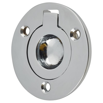 Round Flush Ring Cabinet Pull Handle - 38mm Diameter - Polished Chrome