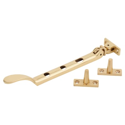Victorian Casement Window Stay - 8"/200mm Length - Polished Brass