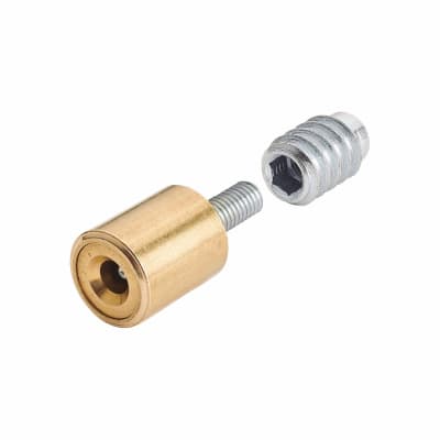 Bramah Rola Wooden Sash Window Stop - 19mm - Satin Brass - 2 Body + 4 Inserts