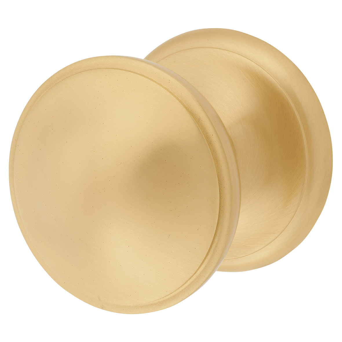 Marcus Satin Brass Round Centre Door Knob - 81mm Rose Diameter