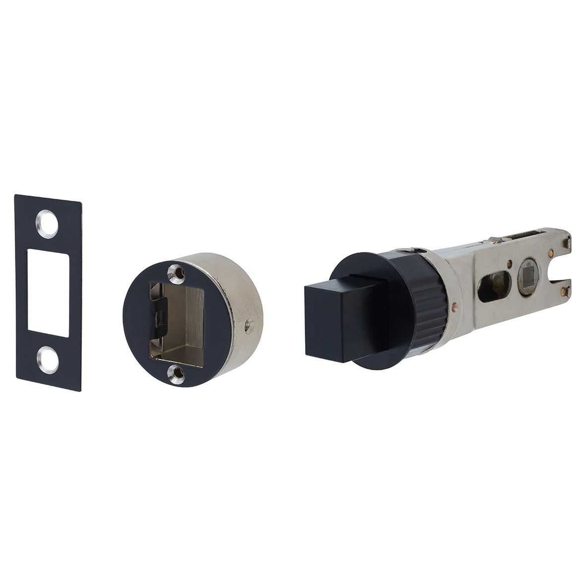 Quick Latch Bolt Through Tubular Bathroom Deadbolt - 71mm Case - 57mm Backset - Round - Matt Black