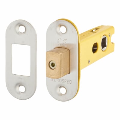 8mm Bolt Through Tubular Bathroom Deadbolt - 76mm Case - 57mm Backset - Radius - Satin Stainless